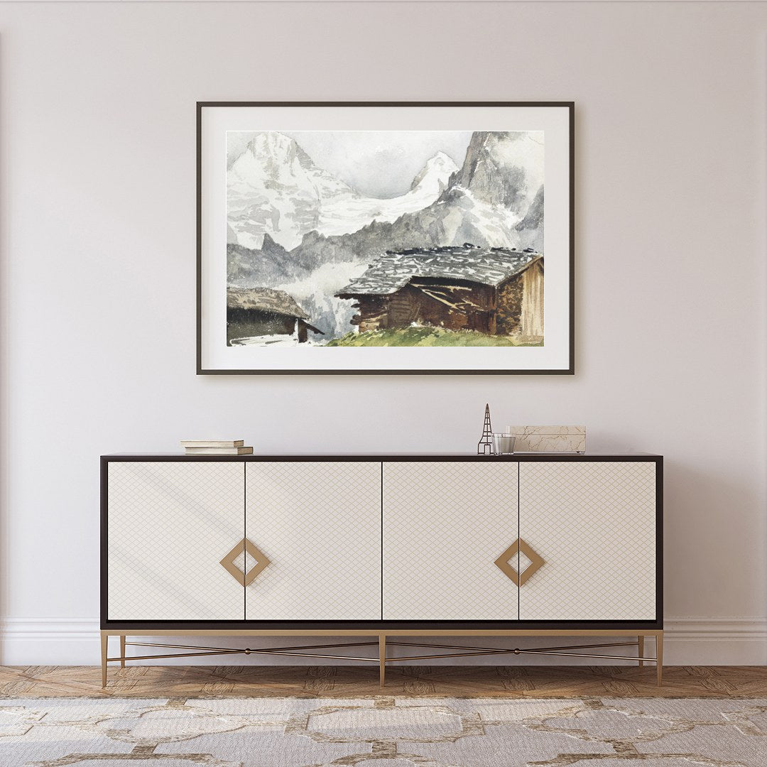 Capture the tranquil beauty of the alpine landscape with this exquisite painting. This artwork for Foyer