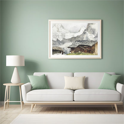 Capture the tranquil beauty of the alpine landscape with this exquisite painting. This artwork for Hall