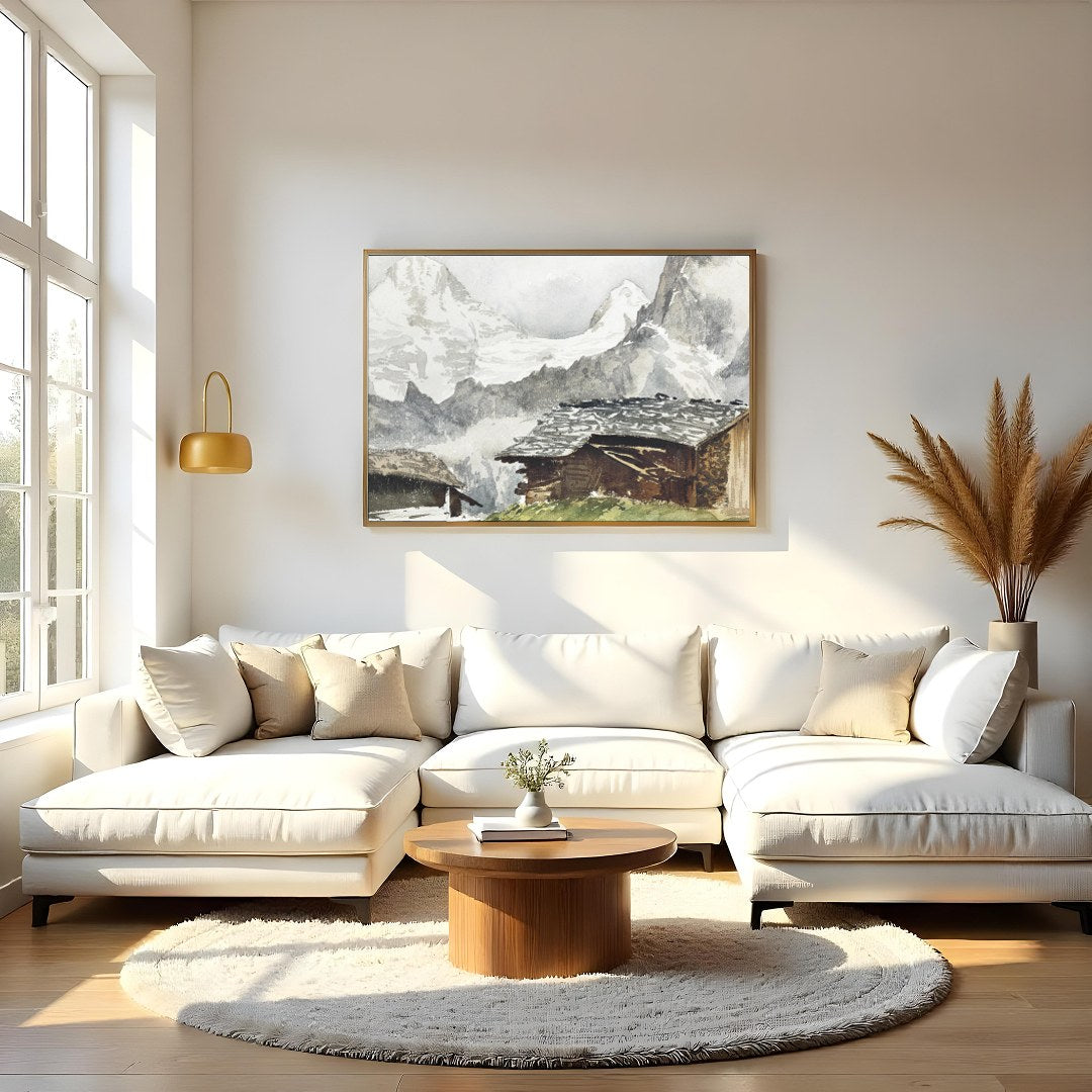 Capture the tranquil beauty of the alpine landscape with this exquisite painting. This artwork for Living Room