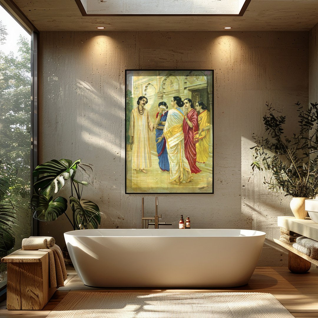 This exquisite piece captures the essence of historical gatherings with its intricate depiction of for Bathroom