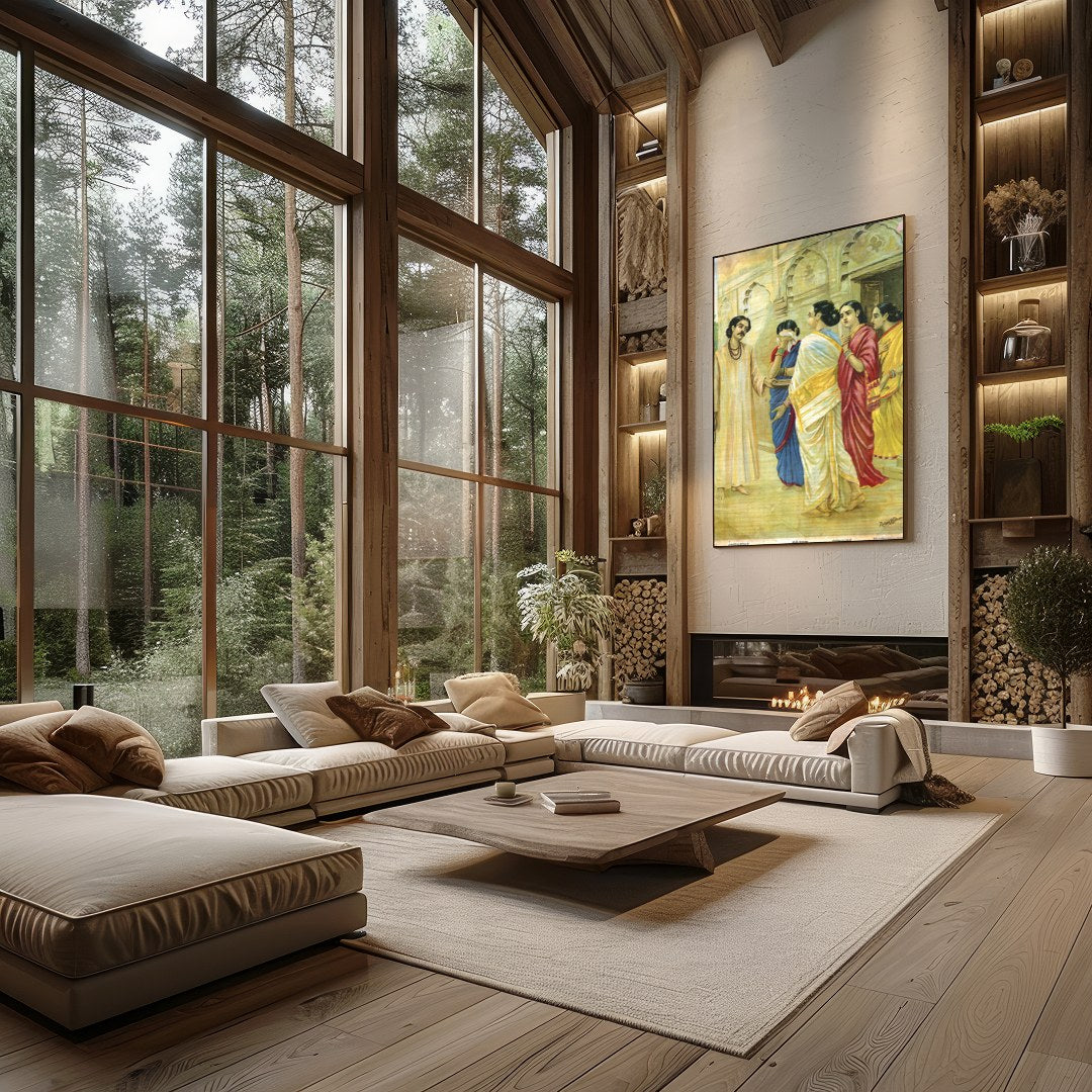 This exquisite piece captures the essence of historical gatherings with its intricate depiction of for Living Room