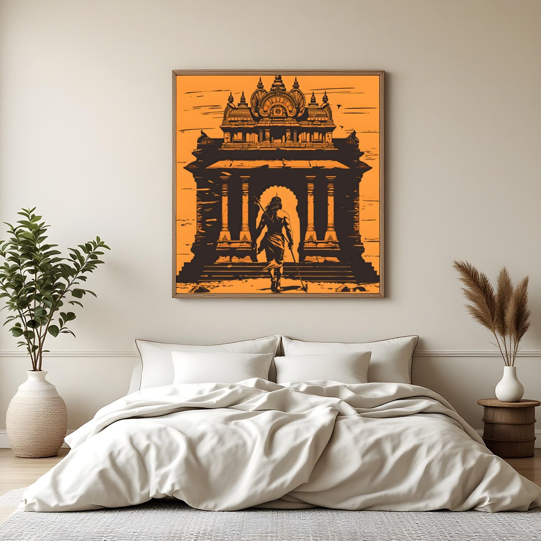 This captivating artwork captures the essence of ancient architecture and mythical guardians. The for Bedroom