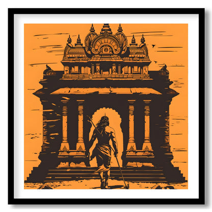 This captivating artwork captures the essence of ancient architecture and mythical guardians. The for home