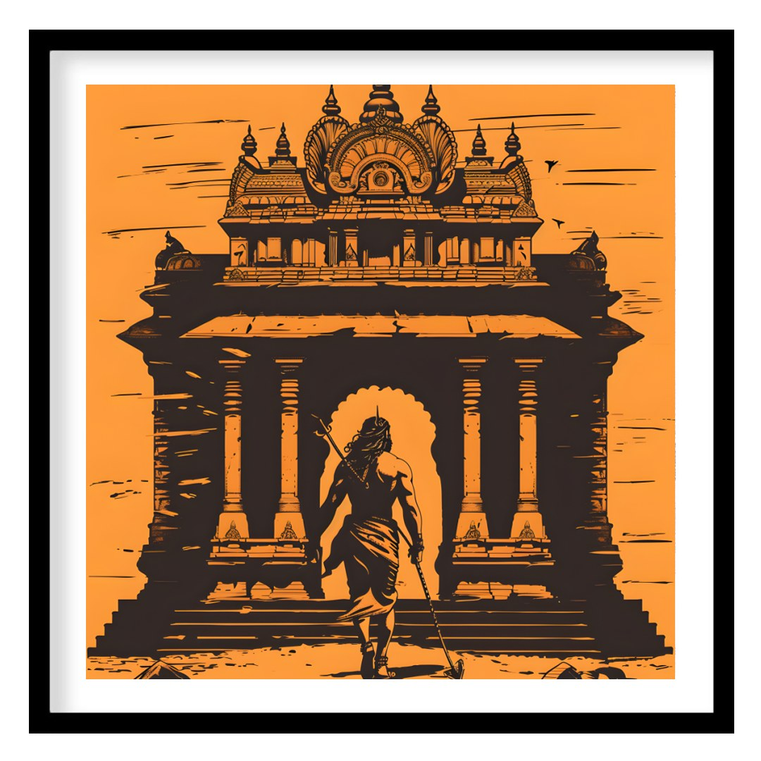 This captivating artwork captures the essence of ancient architecture and mythical guardians. The for home
