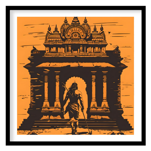 This captivating artwork captures the essence of ancient architecture and mythical guardians. The for home