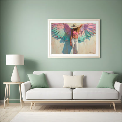 Experience the ethereal beauty of this captivating artwork featuring a serene figure with for Hall