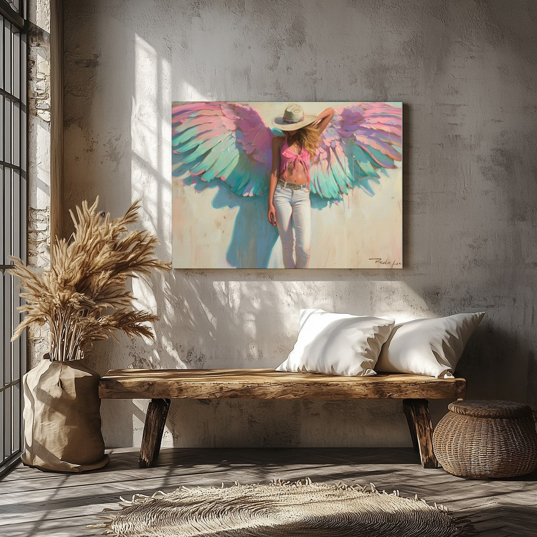 Experience the ethereal beauty of this captivating artwork featuring a serene figure with for Veranda