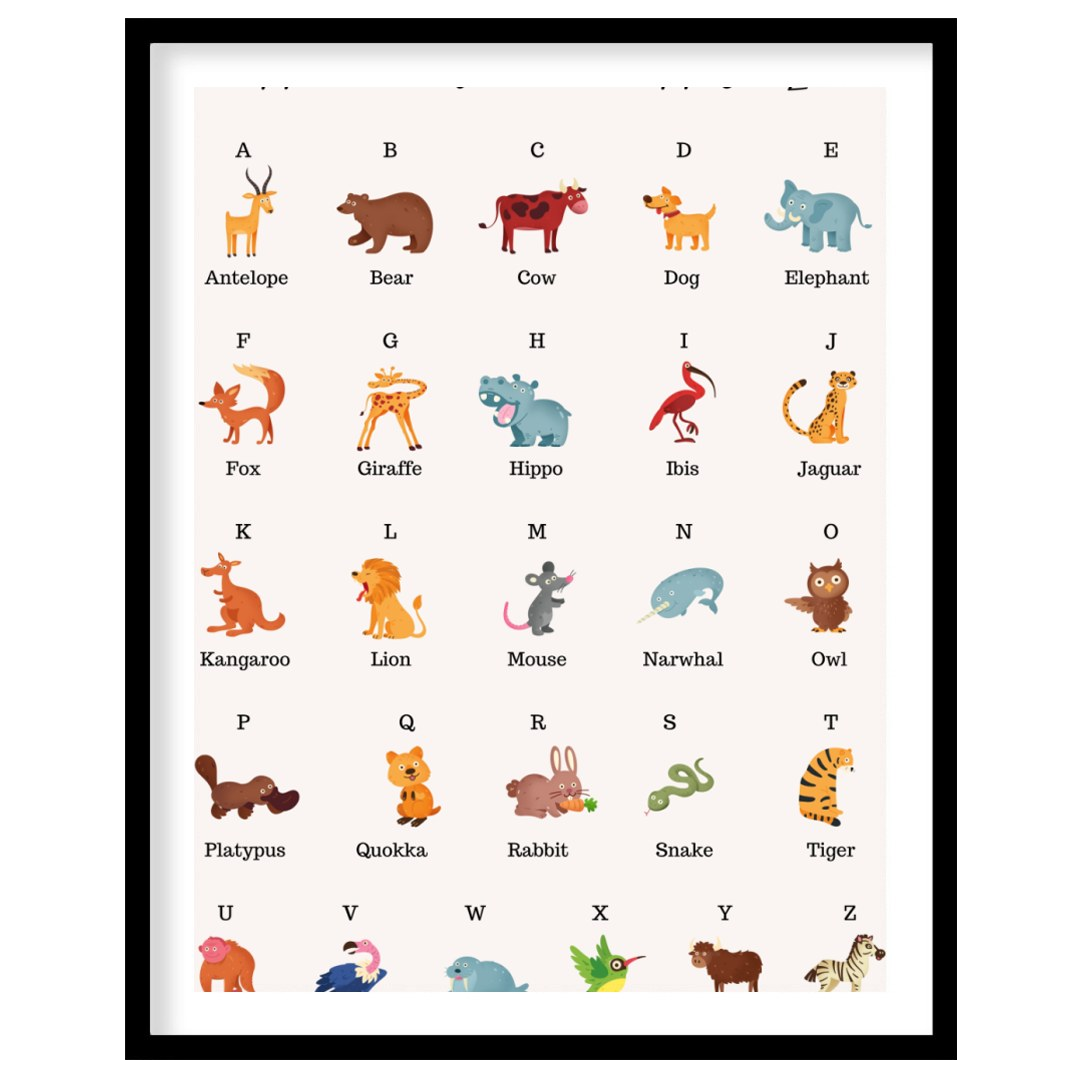 This comprehensive and vibrant educational poster, titled "Animals from A to Z," provides a delight… for abode