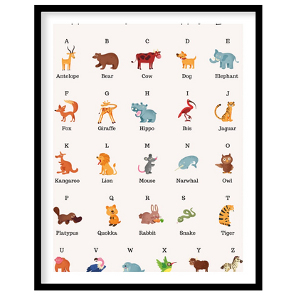 This comprehensive and vibrant educational poster, titled "Animals from A to Z," provides a delight… for abode