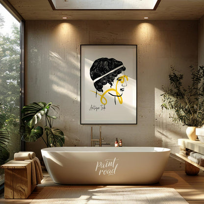 This captivating art print, titled “Antique Ink,” offers a modern interpretation of classical portr… for bathroom