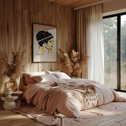 This captivating art print, titled “Antique Ink,” offers a modern interpretation of classical portr… for bedroom