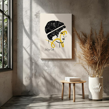 This captivating art print, titled “Antique Ink,” offers a modern interpretation of classical portr… for living room