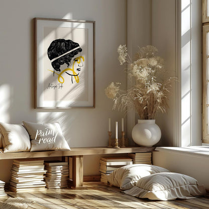 This captivating art print, titled “Antique Ink,” offers a modern interpretation of classical portr… for living room