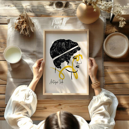 This captivating art print, titled “Antique Ink,” offers a modern interpretation of classical portr… for other