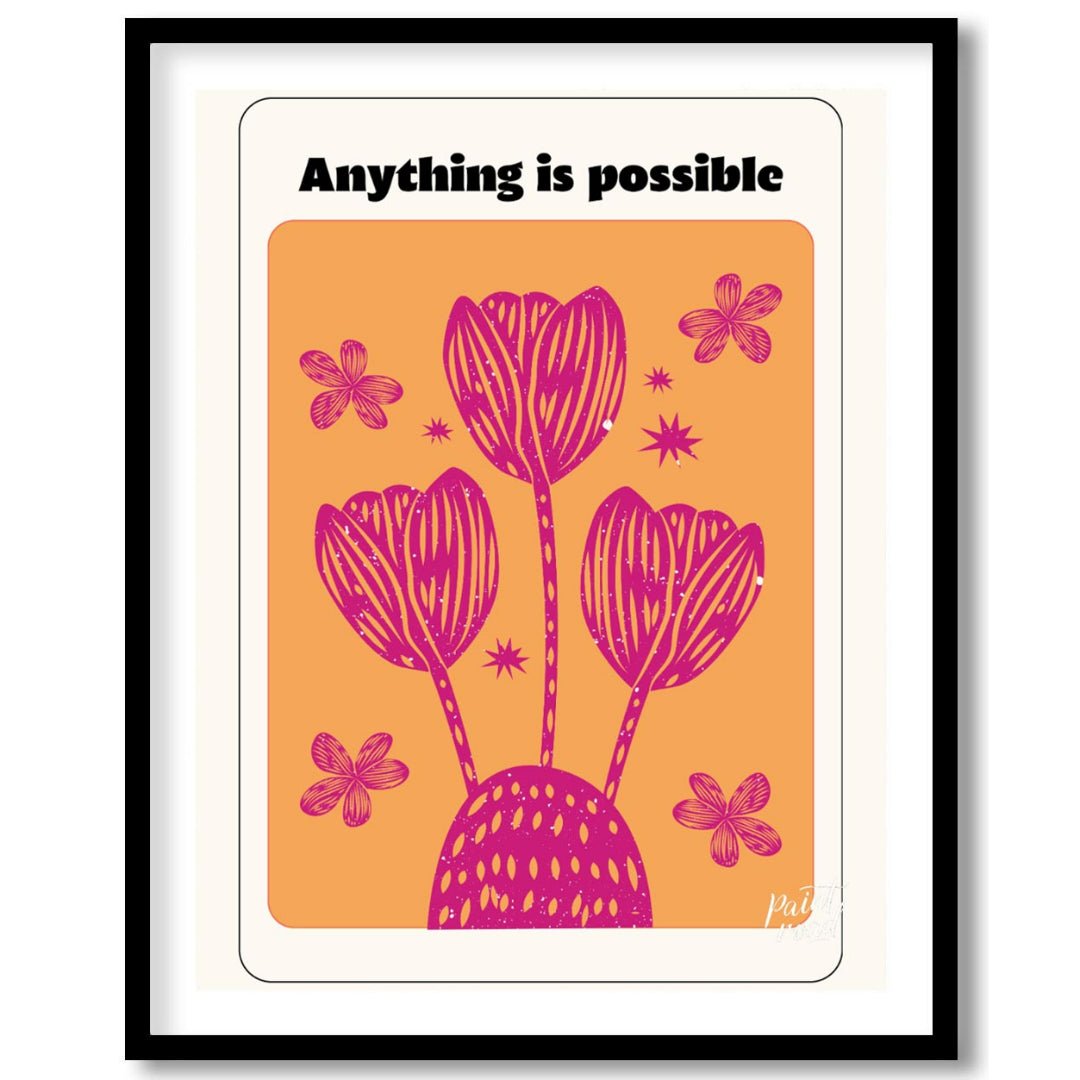 This vibrant artwork combines a motivational message with stylized floral illustrations. The phrase… for lovely house