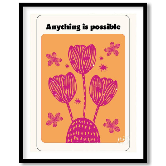This vibrant artwork combines a motivational message with stylized floral illustrations. The phrase… for lovely house