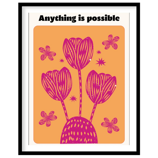 This vibrant artwork combines a motivational message with stylized floral illustrations. The phrase… for lovely house