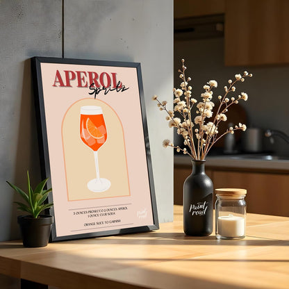 This cheerful and inviting poster features an Aperol Spritz, perfectly capturing the essence of an … for kitchen