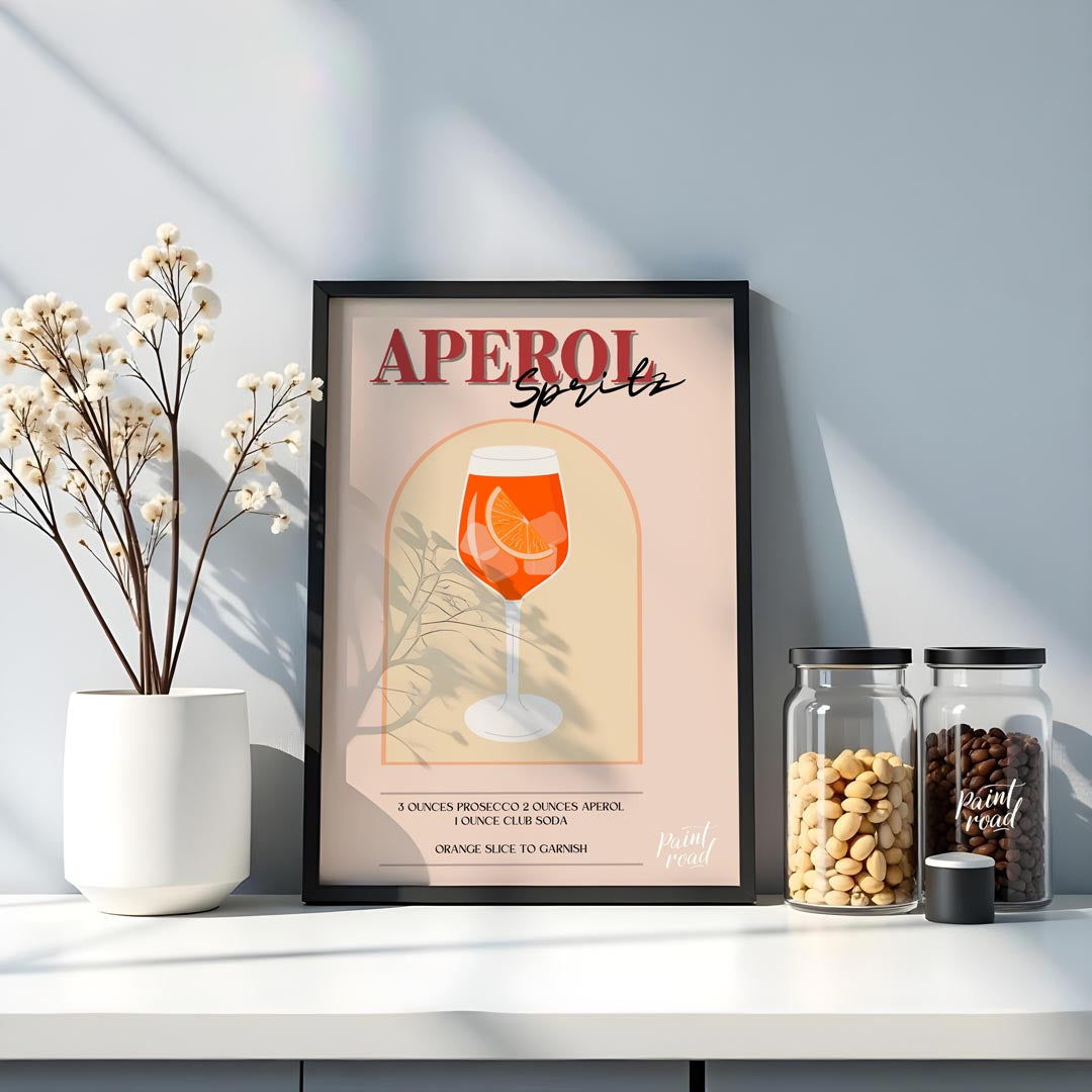 This cheerful and inviting poster features an Aperol Spritz, perfectly capturing the essence of an … for kitchen