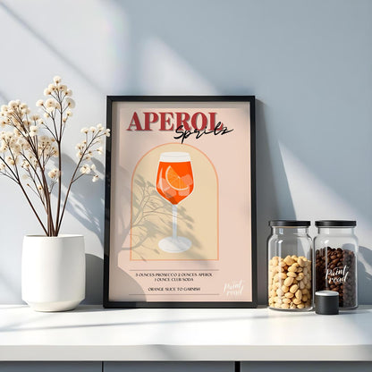 This cheerful and inviting poster features an Aperol Spritz, perfectly capturing the essence of an … for kitchen
