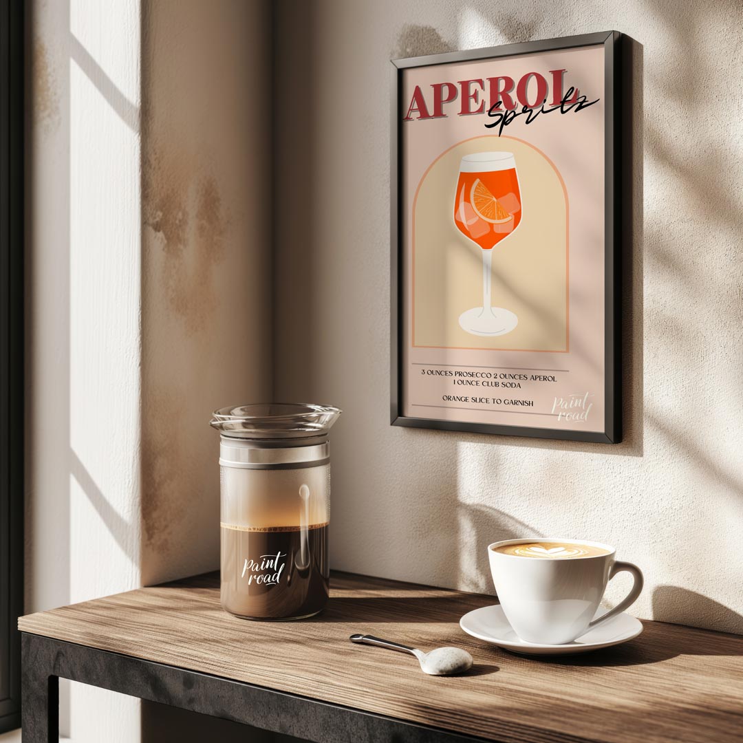 This cheerful and inviting poster features an Aperol Spritz, perfectly capturing the essence of an … for kitchen