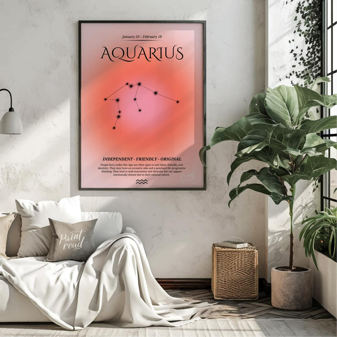 This Aquarius zodiac sign poster celebrates individuals born between January 20 and February 18, fe… for other