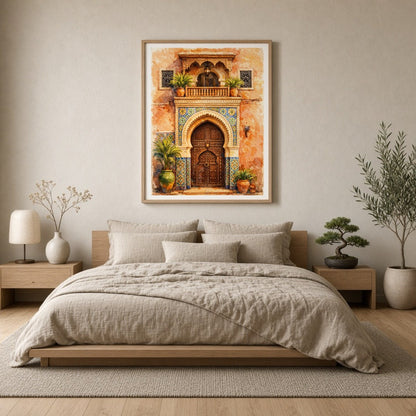 Step into a world of intricate beauty with this Mediterranean art print, featuring an exquisite for Bedroom