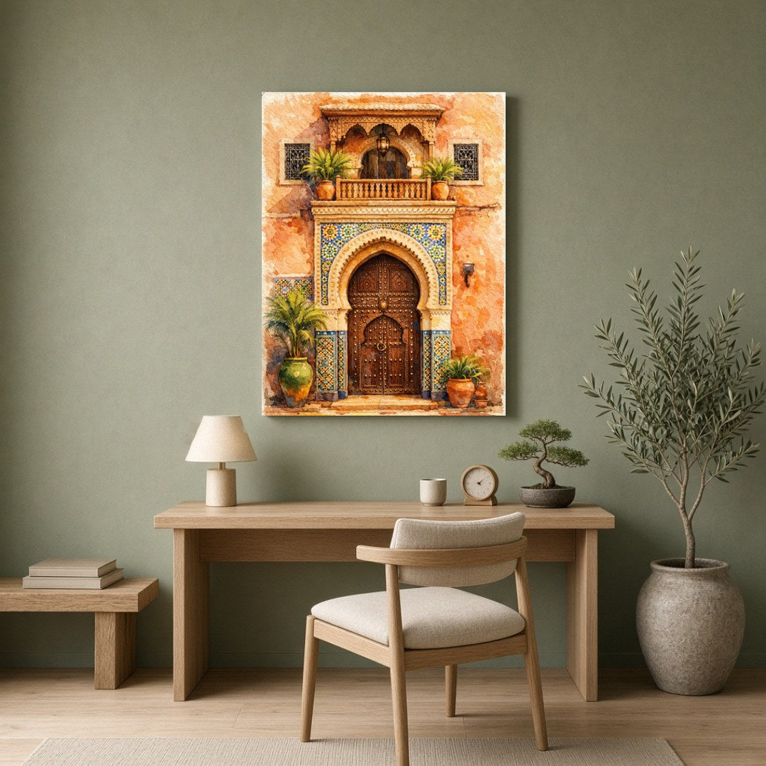 Step into a world of intricate beauty with this Mediterranean art print, featuring an exquisite for Home Office