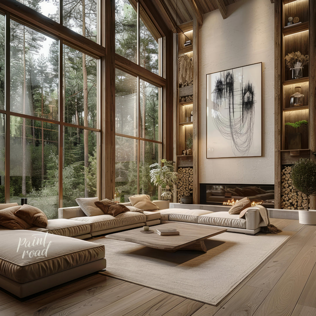 """Architectural Echoes"" presents a striking abstract composition featuring fragmented architectur… for living room