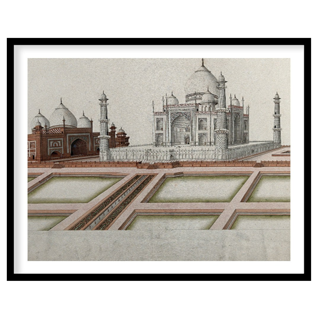 Experience the timeless beauty of the Taj Mahal with this exquisite illustration capturing its for bedroom