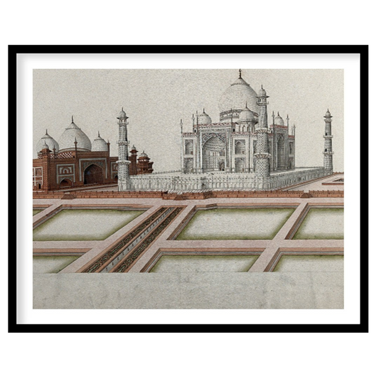 Experience the timeless beauty of the Taj Mahal with this exquisite illustration capturing its for bedroom