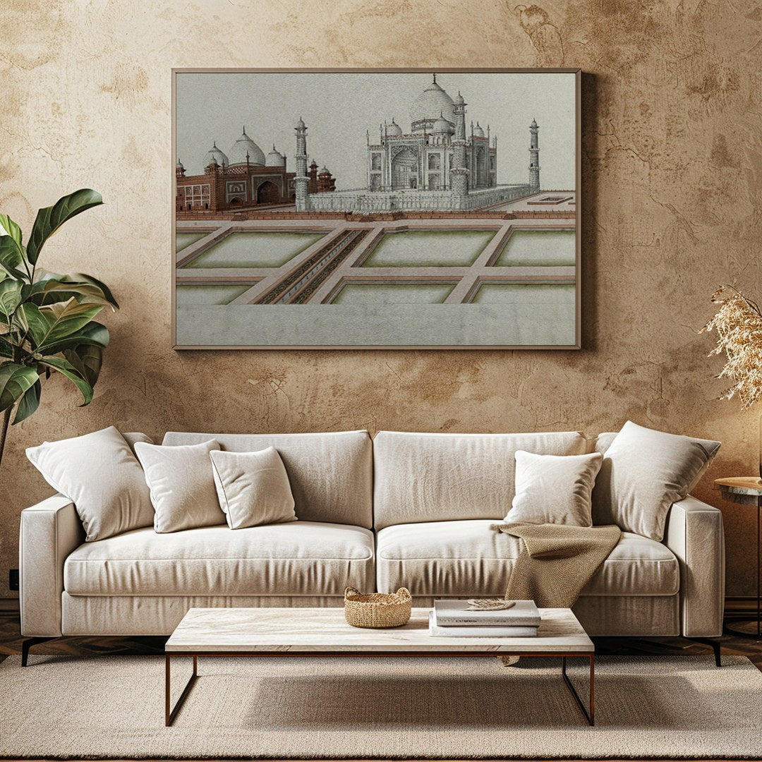 Experience the timeless beauty of the Taj Mahal with this exquisite illustration capturing its for Family Room