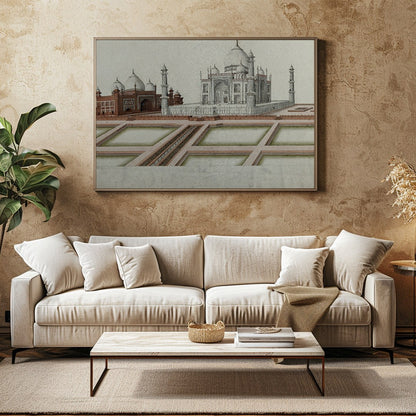 Experience the timeless beauty of the Taj Mahal with this exquisite illustration capturing its for Family Room