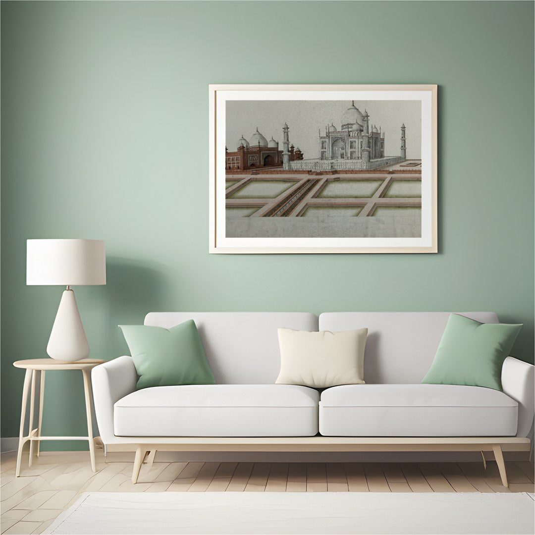 Experience the timeless beauty of the Taj Mahal with this exquisite illustration capturing its for Hall