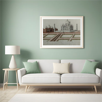 Experience the timeless beauty of the Taj Mahal with this exquisite illustration capturing its for Hall