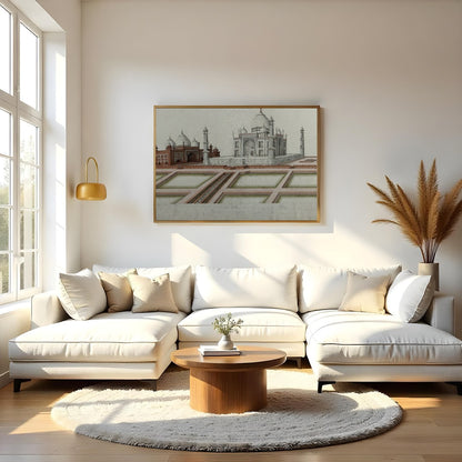 Experience the timeless beauty of the Taj Mahal with this exquisite illustration capturing its for Living Room