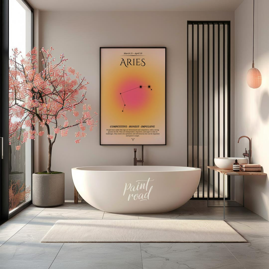 This Aries zodiac sign poster celebrates those born between March 21 and April 19, with a bold and … for bathroom