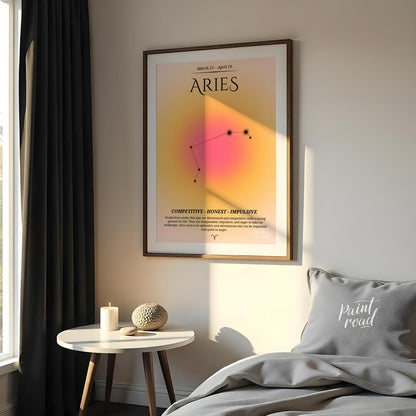This Aries zodiac sign poster celebrates those born between March 21 and April 19, with a bold and … for bedroom