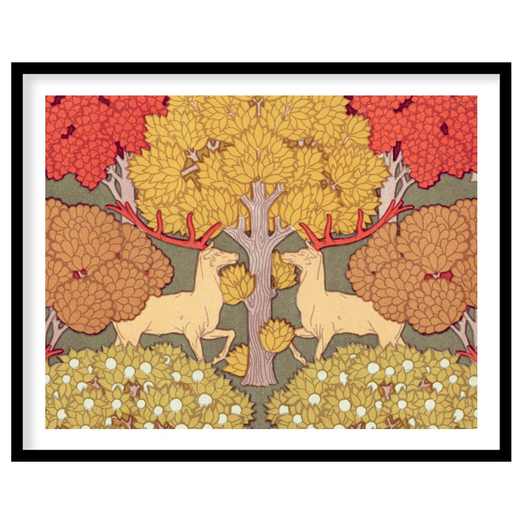 This highly stylized and symmetrical artwork is a captivating example of Art Nouveau design, featur… for house