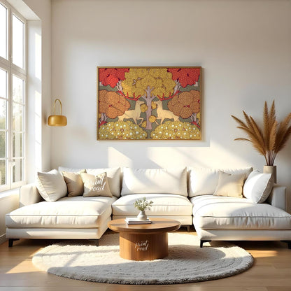 This highly stylized and symmetrical artwork is a captivating example of Art Nouveau design, featur… for living room