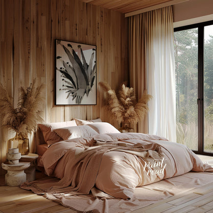 """Ascending Chorus"" presents a dynamic composition of stylized figures rendered in grayscale tone… for bedroom