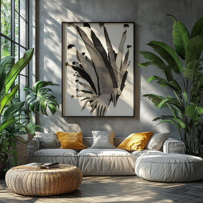"""Ascending Chorus"" presents a dynamic composition of stylized figures rendered in grayscale tone… for living room