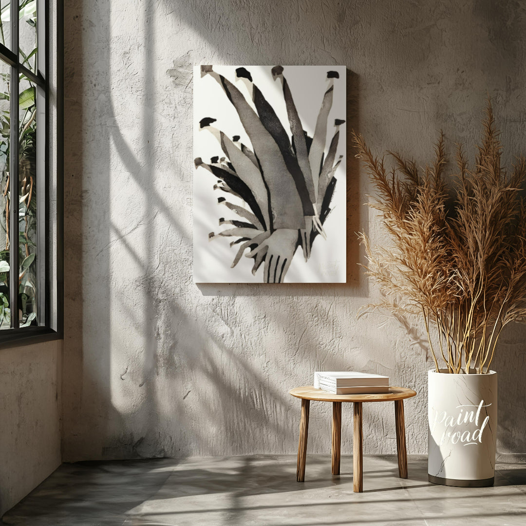 """Ascending Chorus"" presents a dynamic composition of stylized figures rendered in grayscale tone… for living room