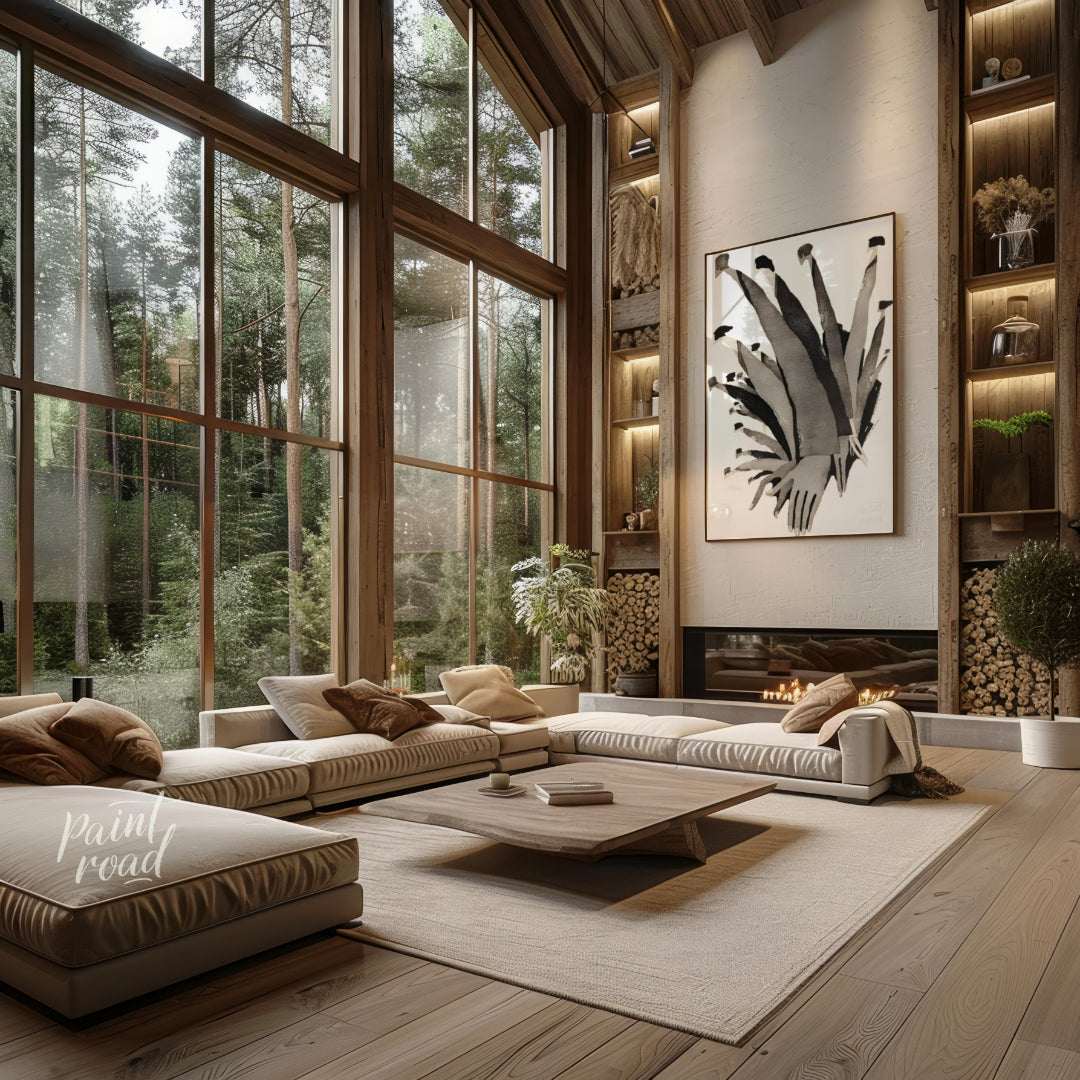 """Ascending Chorus"" presents a dynamic composition of stylized figures rendered in grayscale tone… for living room