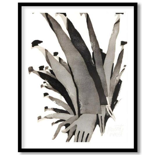 """Ascending Chorus"" presents a dynamic composition of stylized figures rendered in grayscale tone… for sweet home