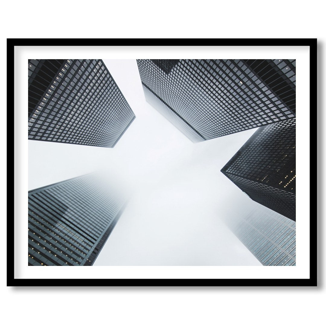 Capture the essence of urban architecture with this striking depiction of towering skyscrapers for house