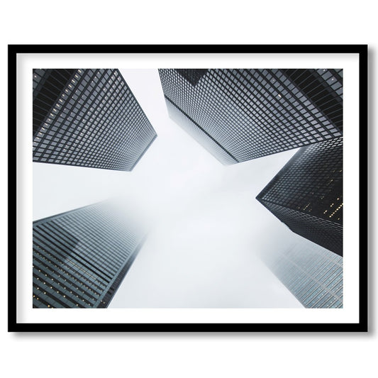 Capture the essence of urban architecture with this striking depiction of towering skyscrapers for house