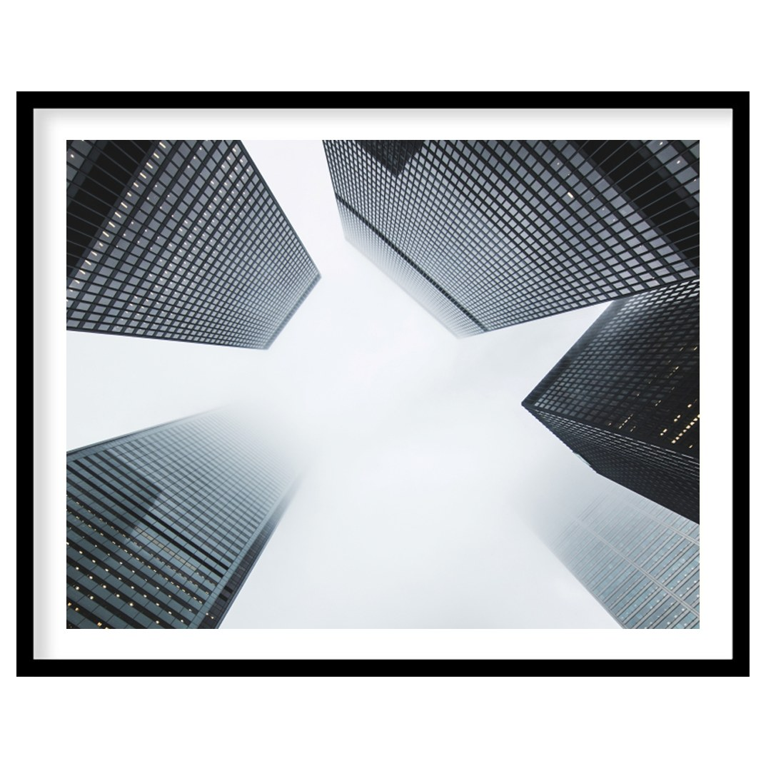 Capture the essence of urban architecture with this striking depiction of towering skyscrapers for house