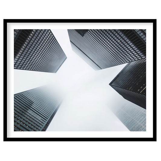 Capture the essence of urban architecture with this striking depiction of towering skyscrapers for house