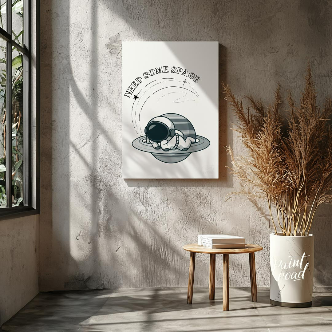 This whimsical design features a cartoon astronaut lounging effortlessly on the rings of Saturn, ne… for living room